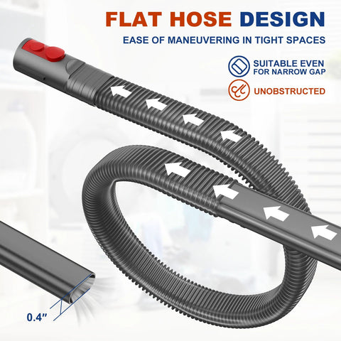 Sealegend dryer vent cleaner hose kit for Dyson cordless vacuums (V7–V15), flat 0.4 in, flexible attachment.