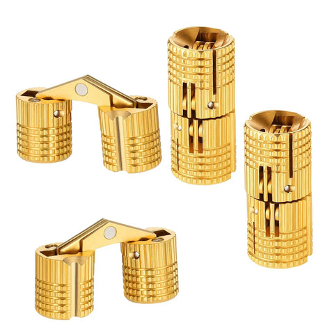 Six Pack 10 Mm Hidden Brass Hinges With 24 Screws For Concealed Cabinets And Jewelry Boxes, 180 Degree Opening, Invisible Design For Easy DIY Hand Craft Projects