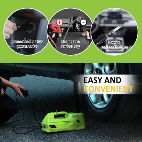 Electric Car Jack 5 Ton 12V Hydraulic Lift With LED Light And Built In Safety Hammer Lifting Range 6.1 To 17.7 Inches