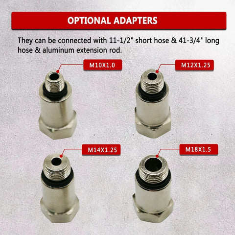 Optional adapters for Cylinder Leak Down Tester Kit For Automotive Engine Diagnosis And Compression Testing, Light Red TU-21