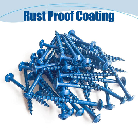Exterior Pocket Hole Screws 8 By 1-1/4 Inch Coarse Thread Square Drive Washer Head Blue Coated Wood Screws 300 Count visible
