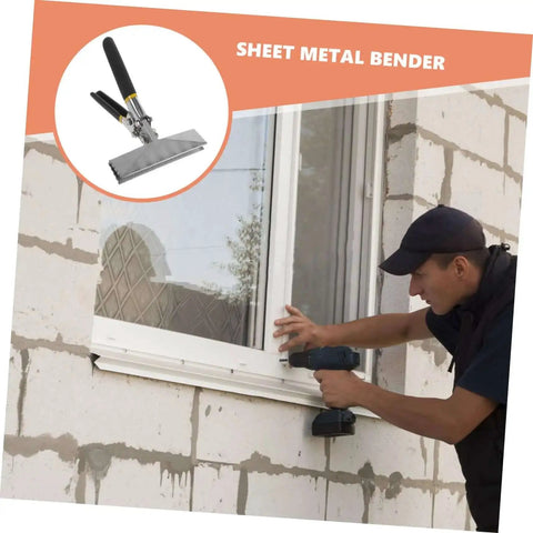 Manual Metal Bender Tool For Sheet Metal Folding And Flattening with Non Slip Chrome Vanadium Handle in use on window frame