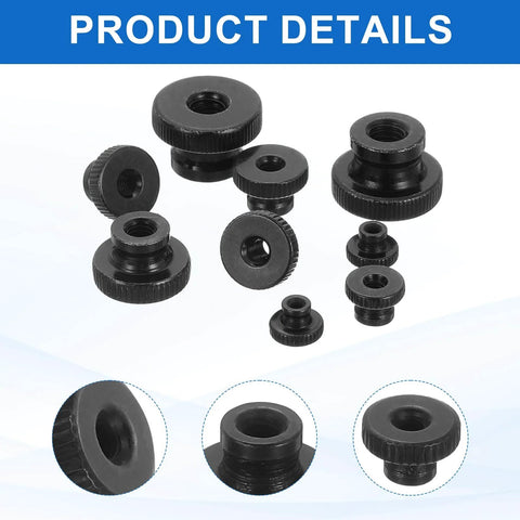 Knurled Thumb Nuts Set Of 26 M3x7mm Carbon Steel Round Knobs Fasteners With High Head Through Hole Hand Screws For 3D Printer Parts