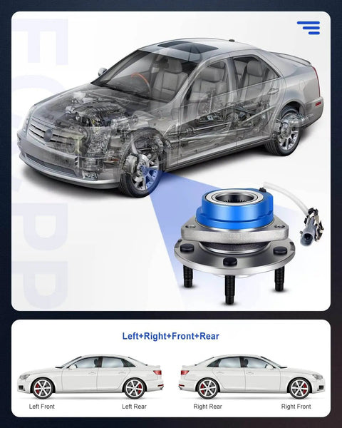 Set of 2 Front Wheel Hub Bearing Assemblies for Buick Century 1997-2005, shown with car diagram details