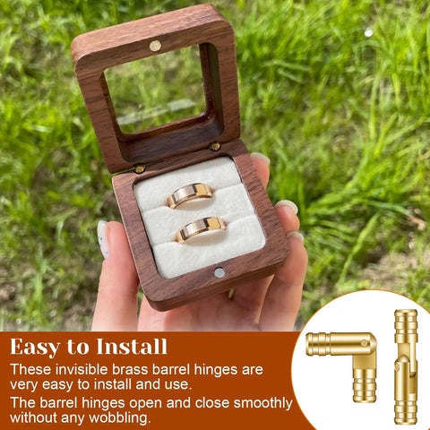 Concealed Gold Barrel Hinges Set 30 Pcs Brass Hidden Hinges for Jewelry Boxes Cabinets Small Woodworking Projects DIY Crafts