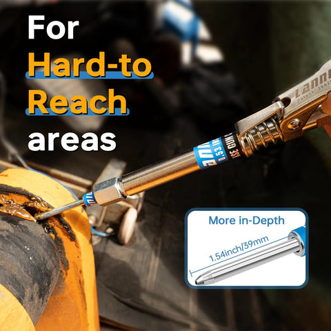 Grease Gun Coupler Kit With 12000 PSI Strength All In One Kit Extra Reach 90 Degree Adapter Precision 2MM Narrow Needle Tip Cleaning Tool