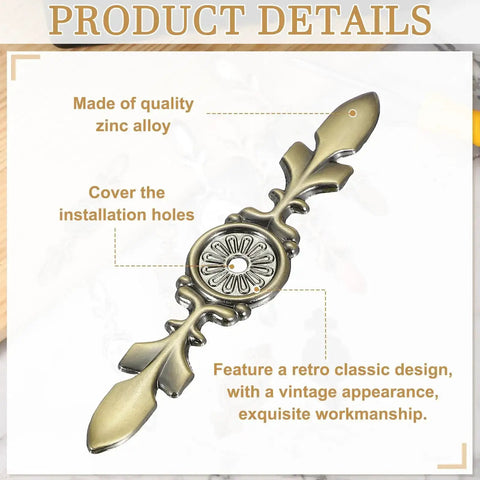 Close-up of a 4 Piece Retro Bronze Cabinet Backplate Set For Wardrobes, made of zinc alloy, showing classic design details and 5/32 inch hole.