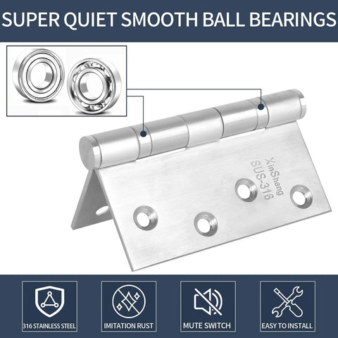 XinSheng 3-pack 4x4 in 316 stainless steel marine-grade door hinges with ball bearings