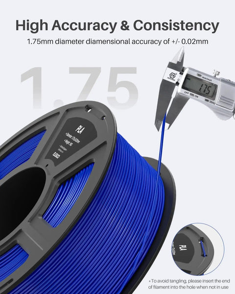 Blue PLA Filament 1.75mm Black 1Kg Spool For FDM 3D Printers With 0.02mm Accuracy, caliper measuring diameter