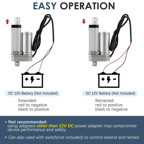 Beefy 12V DC Electric Linear Actuator with Mounting Bracket 2 Inch Stroke 900N Push Pull Low Noise Under 50 dB IP54 easy operation guide