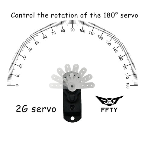 Two Pack 2G Plastic Gear Mini Servo For RC Hobbyists with 180-degree rotation control diagram