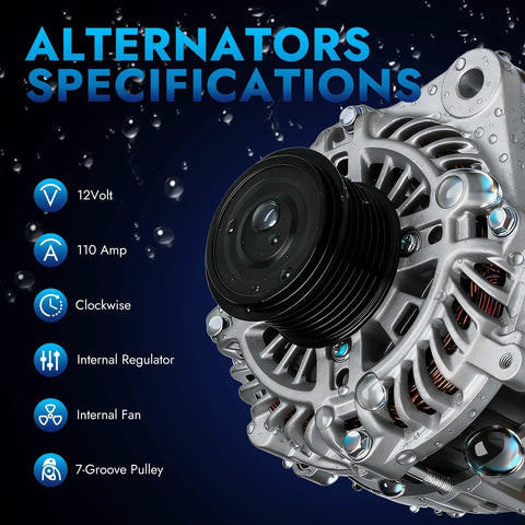 Accord 2.4L L4 Alternator Replacement Fits 2013 2014 2015 2016 2017 with specifications including 110 Amp, 12V, 7-groove pulley