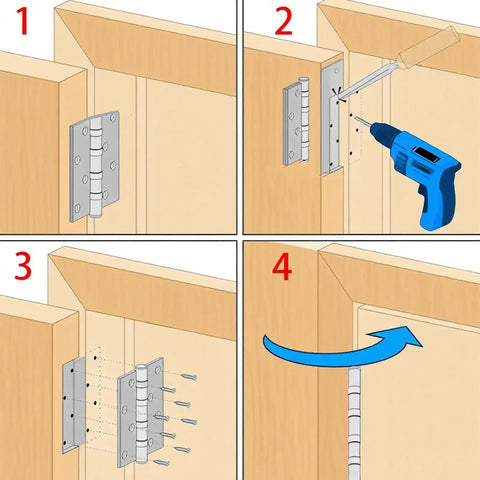Installation guide for 10 Pcs Two Inch Black Stainless Steel Small Door Hinges With Screws Kit For Doors Windows Cabinets Dollhouses