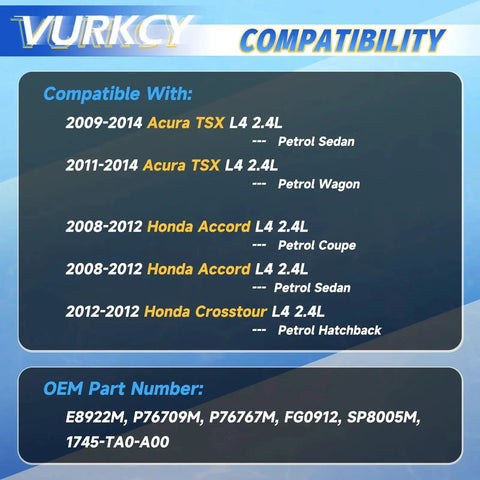 Electric Fuel Pump Module With Sending Unit Compatible With 2009-2014 Acura TSX 2008-2012 Honda Accord And 2012 Honda Crosstour L4 2.4L Engine Replacement compatibility chart with OEM numbers