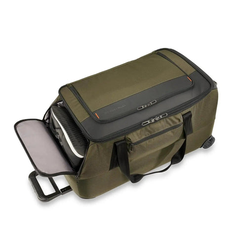 Do It All 27 Inch Medium Upright Duffle With Wheels Softside Checked Luggage Hunter ZDX Collection, open with visible interior.