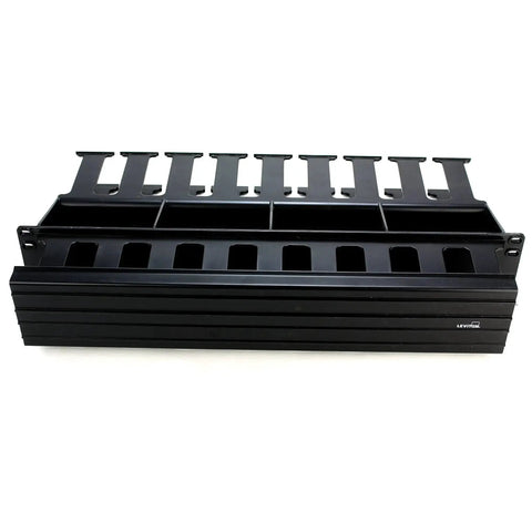 Versi Duct 2RU Front Only Horizontal Cable Management in black for 19 inch racks with 3 inch by 3 inch front access and bend radius clips