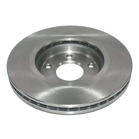 Front view of vented brake rotor for modern cars, showcasing heavy duty cooling vane designs and high metallurgical castings.