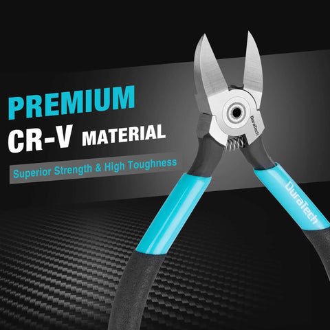 5 Inch Pro Grade Wire Cutter With CNC Machined Edges And CR V Thickened Flush Cutter close-up showing CR-V steel material