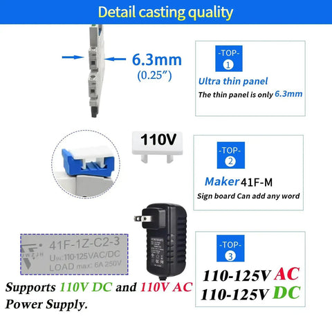 Heavy Duty Pro Grade Electromechanical Relay Pack Of 10 110V 120V AC DC HF41F 60 ZS 1NO 1NC 6 Amp SPDT with LED Indicator