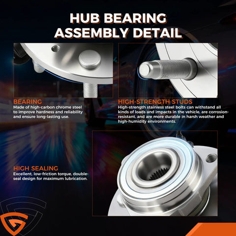 Close-up of hub bearing assembly detail for Wheel Bearing And Hub Assembly With Abs Beefy For GM Trucks And Full Size SUVs 6 Lug 4WD