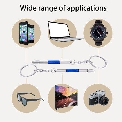 4 Pcs Mini Eyeglass Screwdriver Set 4 In 1 Precision Kit for eyeglass and watch repair showing wide range of applications with devices