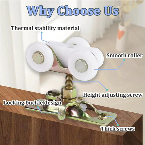 4Pcs Sliding Pocket Door Rollers Assembly For Hardware Kit Replacement With Top Hanger Ideal For Bypass And Closet Doors