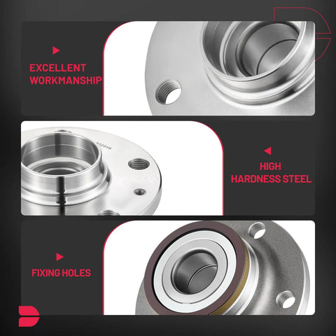 Close-up of Drop In Rear Wheel Bearing And Hub Assembly for Audi Q3 TT 2008-2018 And VW 5 Lug Two Piece Set Replacement showing details.