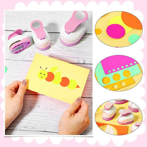 Dope 6 Piece Circle Punch Set For Scrapbooking And Crafts, Includes 0.3, 0.6, 1, 1.5, 2, 3 Inch Hole Punches With 10 Colorful Sticker Papers