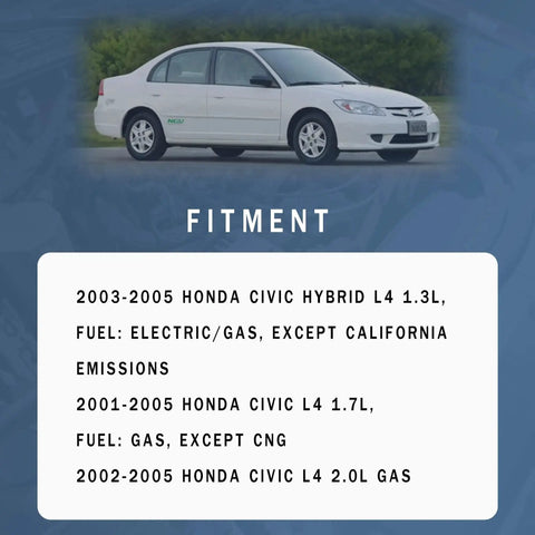 2002-2005 Honda Civic L4 2.0L gas car with fitment details for fuel pump assembly replacement