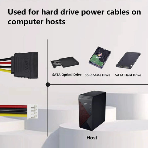 4Pack PH 2.0mm 4Pin to SATA15Pin Power Cable Adapter ITX Cord For Hard Drives 25cm 10inch Length SATA Power Cable