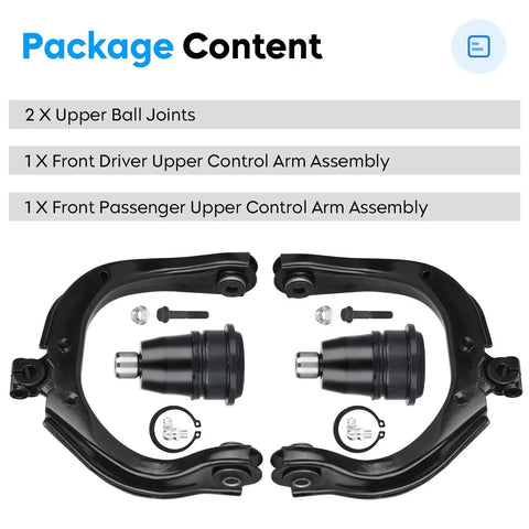 Beefy Front Upper Control Arms With Ball Joints Kit for 02-09 Chevy Trailblazer, GMC Envoy, Buick Rainier, Isuzu Ascender, Saab 9-7X and Bravada - Four Piece Suspension Upgrade includes two upper ball joints and two upper control arms
