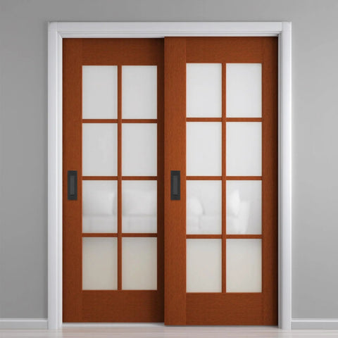 6 Inch Recessed Pocket Door Pull Matte Black 304 Stainless Steel Rectangular Finger Flush Sliding Closet Barn Door Handle Heavy Duty 2 Pack for Easy Access and Modern Interior Doors Rust Proof Built Tough installed on wooden sliding doors.