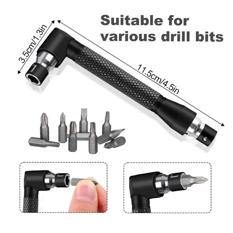 17 Piece Flexible Drill Bit Extension Kit With 3 Rotatable Socket Adapters 2 Hex Shank 105 Degree Right Angle Attachments