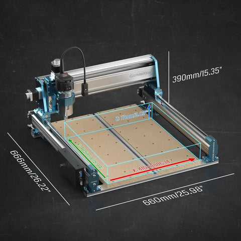 Beefed-Up 4040-PRO MAX CNC Router With 710W Spindle Drive, Linear Rail Precision On X And Z Axes, Reinforced Spoilboard With T-Track