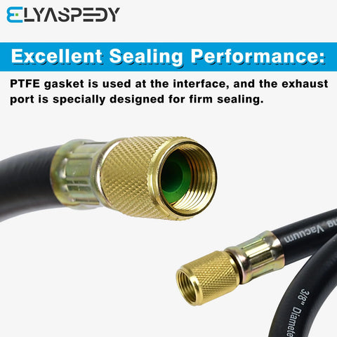 3/8 in vacuum hose with brass 3/8 x 3/8 fittings, 5 ft, black; 800 psi working, 4000 psi burst