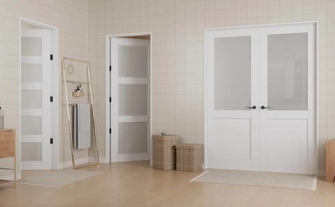 Dope 32x80 Solid Core Frosted Glass Interior French Door Slab With Pre Finished Single Panel for multiple room uses