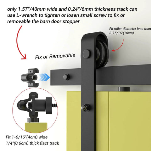 Heavy Duty Barn Door Stopper Set For 40mm Flat Tracks, Adjustable Spring Door Stops, Two Pack, fits on door track