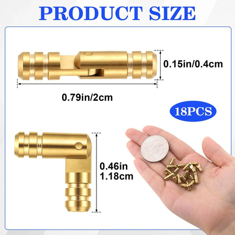 Brass Hidden Barrel Hinges 18 Pcs For Wood DIY Projects, Mini Cylinder Concealed Hinges 0.15x0.79 Inch shown with dimensions