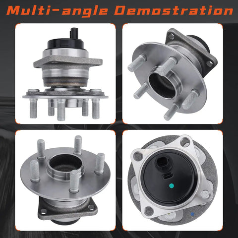 Rear Wheel Hub And Bearing Assembly With ABS For Toyota Corolla 2009 2019 Corolla Im 2017 2018 Matrix 2009 2013 And Pontiac Vibe 2009 2010 5 Lug Driver And Passenger Sides With Japan Made Bearing Grease shown in multiple angles