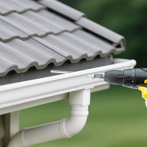 Installation of 7 Inch Gutter Screws With Stainless Steel Ferrules And Driving Tool, 10 Pack For Eave Gutters, Sagging Fix
