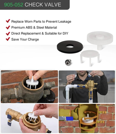 905-052 Check Valve Repair Kit for 1–1/4 in pressure vacuum breaker; white plastic insert, black gasket, spacers, screw