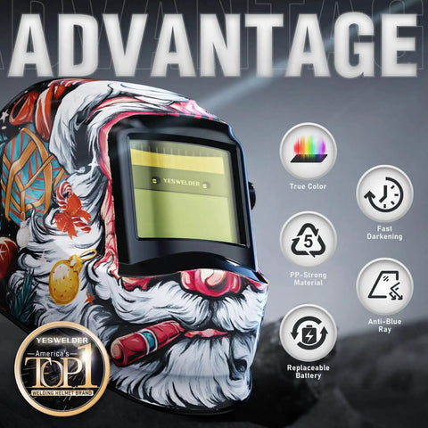 Auto Darkening Welding Helmet With Blue Light Blocking, True Color View, Solar Powered Hood, Pro Grade Gear For TIG MIG ARC And Grinding