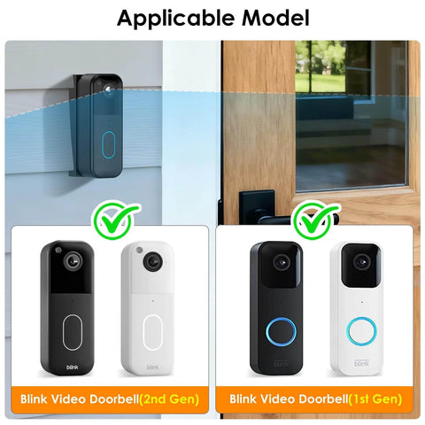 Vinyl Siding Tilt Fix Mount for Blink Video Doorbell Gen 1 and Gen 2 in use on outdoor siding