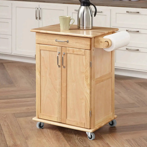 Wooden kitchen cart with drawers and cabinets on 2 Inch Heavy Duty Rubber Caster Wheels Set Of 4 With Swivel Plate Castors