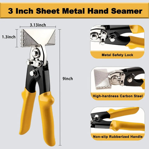 Versatile 3 Inch Sheet Metal Hand Seamer With TPR Handle Straight Jaw Bender Heavy Duty Precision Duckbill Pliers for metal work