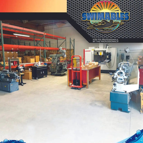 Universal 48 Inch Pool Cleaner Hose Kit for automatic cleaners in a warehouse setting with equipment and storage shelves.