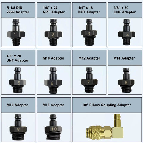 Adapters for Oil Pressure Tester Tool Kit 0-140 PSI Gauge For Fuel System Diagnostics and Engine Check in Blue Case