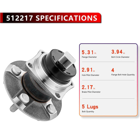 Pair Rear Wheel Hub Bearing Assembly For Toyota Corolla 2003 2008 Prius 2004 2009 Matrix 2003 2008 FWD with specifications