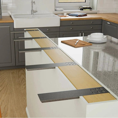 Installation of Heavy Duty Hidden Countertop Support Brackets 4 Pack 12 Inch Long 2.5 Inch Wide under a kitchen countertop