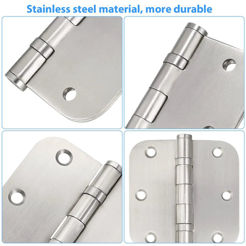 Stainless steel door hinge, 3.5x3.5 in, ball bearing, heavy-duty, 5/8 in radius corners, 3-pack